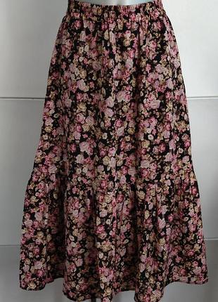 Спідниця міді h&m з квітковим принтом