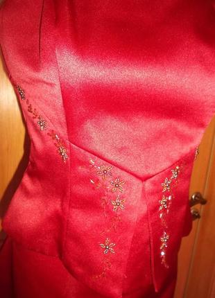 Платье костюм вечернее красное украшение бисер  р. s- м- imagination by margaret lee3 фото