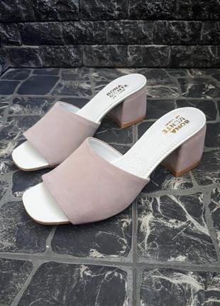 Елегантні замшеві мюлі на обтяжних підборах в наявності та під відшив 💛💙🏆