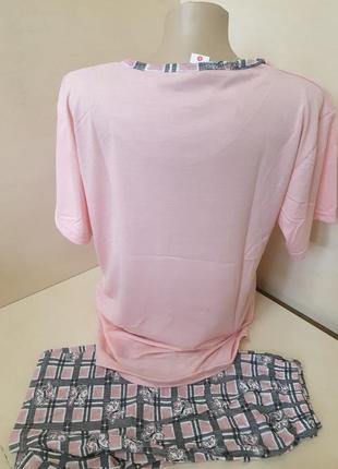 Летняя женская пижама футболка шорты турция большие размеры р. 50 - 584 фото