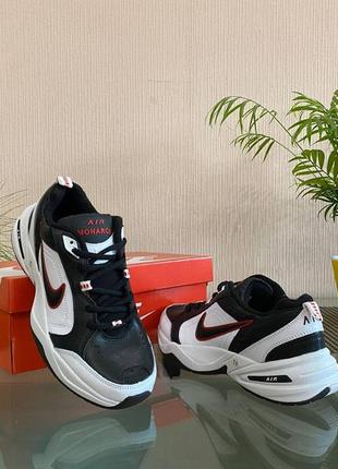 Nike air monarch (біло-чорні з червоним)