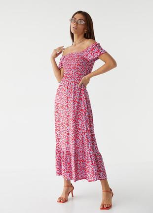 Довга жіноча сукня з еластичним поясом3 фото