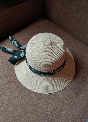 Капелюх капелюшок шляпка солом'яна зі стрічкою панама1 фото