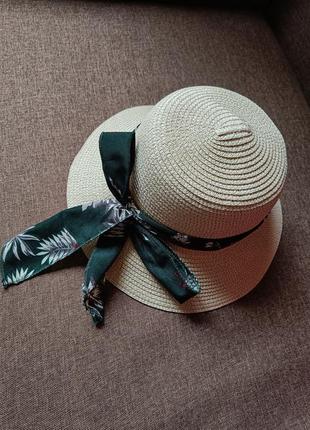 Шляпа шляпка шляпка соломенная с лентой панама2 фото