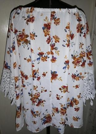 Очаровательная блузка с кружевами и открытыми плечами,бохо,большого размера,janina2 фото
