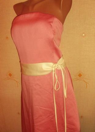 Вечірнє плаття рожеве пояс білий поспинке гудзички р. l - forever yours2 фото