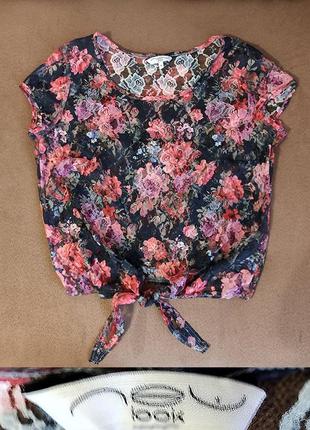 Кружевная блузка кроп топ new look в цветах р.m(46)1 фото