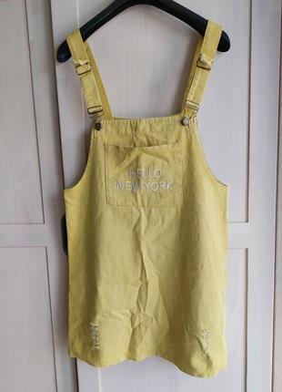 Камбинезон/юбка/шорты/желтый/с карманом/сарафан