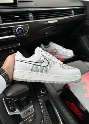 Чоловічі кросівки nike air force 1 x dior white grey4 фото