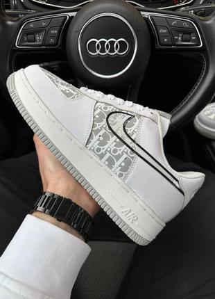 Чоловічі кросівки nike air force 1 x dior white grey8 фото