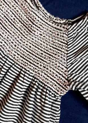 Платье dopo dopo newborn хлопковое в полоску розовые зайцы на 6-9 месяцев (74cм)3 фото