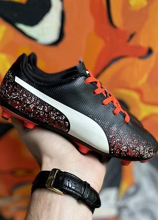 Puma бутсы 30 размер детские чёрные оригинал хорошие футбольные