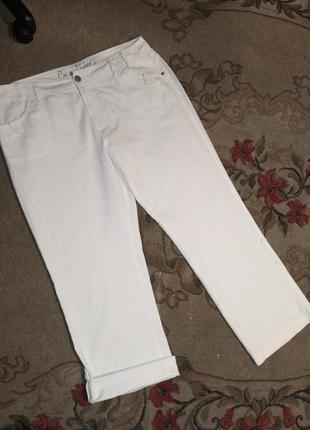 Лляні-бавовна,білосніжні штани-капрі-бриджі 3 в 1 з кишенями,великого розміру,etam
