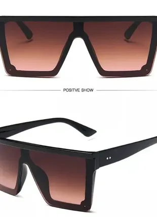 Солнцезащитные квадратные очки коричневого цвета (14604)3 фото
