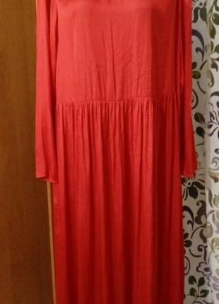 Актуальное трендовое платье макси, кэжуал, красная р 446 фото
