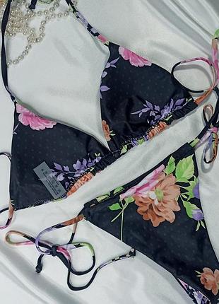 M/l роскошный сексуальный раздельный купальник треугольный лиф плавочки на завязках shein5 фото