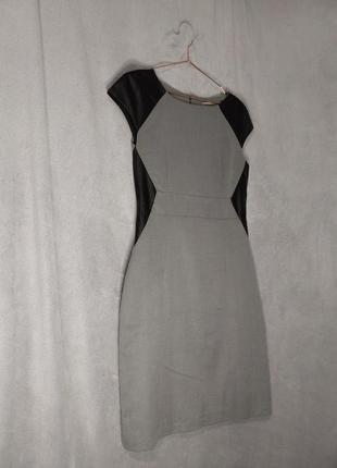 Женственное платье с кожаными вставками1 фото