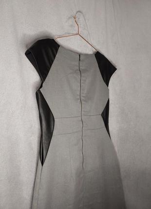 Женственное платье с кожаными вставками7 фото
