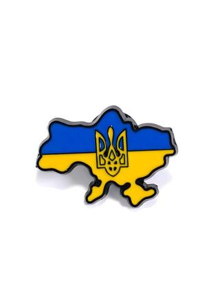 Значок пена карта украины с гербом.символ украины.зночек на одежду,на рюкзак.