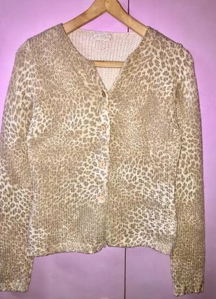 Кофта кофточка кардиган  жакет леопардовый принт италия