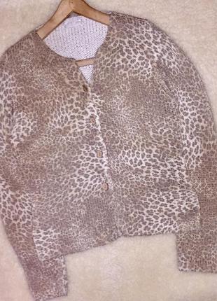 Кофта кофточка кардиган  жакет леопардовый принт италия2 фото