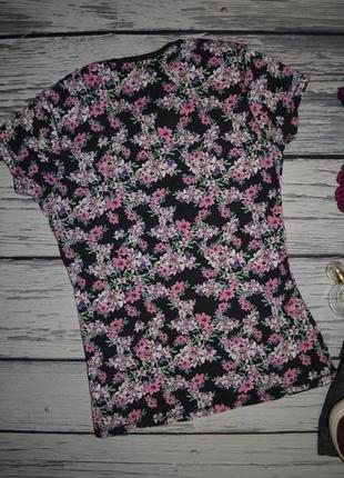 10/s-м фирменная стильная женская футболка с цветочным принтом atmosphere8 фото