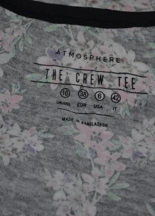 10/s-м фирменная стильная женская футболка с цветочным принтом atmosphere7 фото