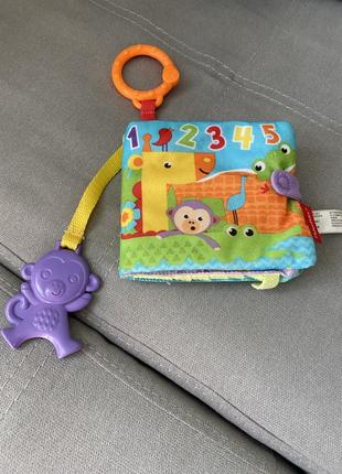 Книжка шуршалка тактильная подвеска fisher price