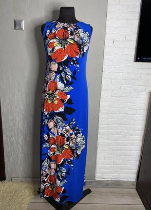Длинное трикотажное платье макси в цветочный принт bhs, l