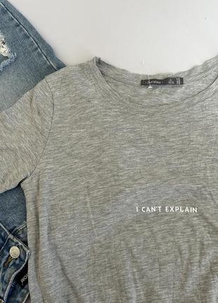 Серый боди  с надписью «i cant explane» от bershka2 фото