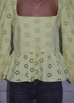 Блуза вышитая с объемными рукавами "zara"8 фото