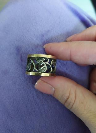 Серебряная кольца 925, кольцо, золотые пластины 375'1 фото