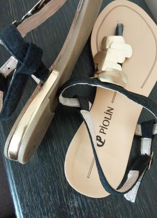 Женские открытые сандалии на ремешках piolin 36 замшевые летние босоножки с ремешками черные золотые лето3 фото