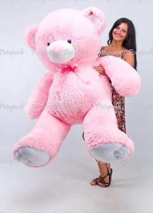 Великий плюшевий ведмедик томмі 180 см рожевий1 фото