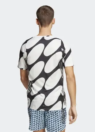 Футболка adidas x marimekko run icons 3-stripes tee black/white2 фото