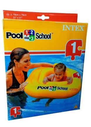 Детский надувной плотик-ходунки "учимся плавать" intex 56587 eu. размером 79x79см, от 1 до 2 лет3 фото
