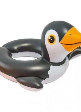 Детский надувной круг "животные" пингвин intex 59220 np. размером 70x69x61см, от 3 лет