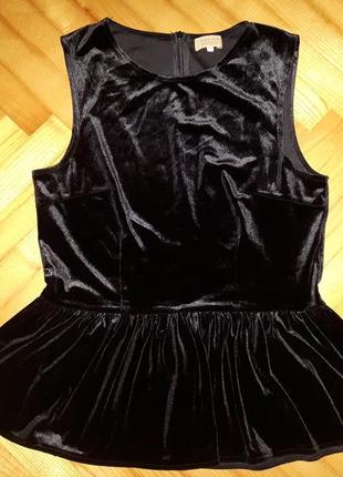 Бархатный топ с баской! р.-m