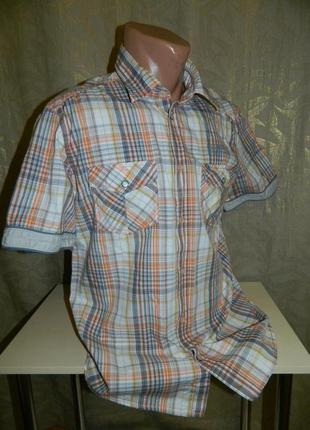 Рубашка мужская с коротким рукавом в клетку tom tailor размер 50-52.2 фото