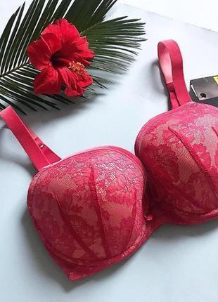 Коралловый яркий бюстгальтер wonderbra 80d2 фото