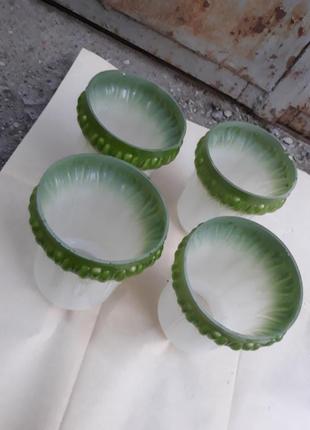 Плафоны для люстры стеклянные ссср белые зелёные ретро стекло