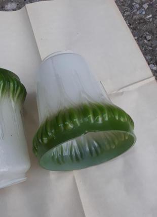 Плафоны для люстры стеклянные ссср белые зелёные ретро стекло