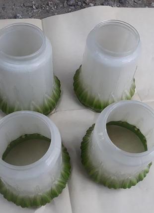 Плафоны для люстры стеклянные ссср белые зелёные ретро стекло