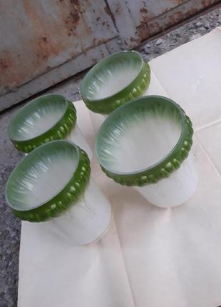 Плафоны для люстры стеклянные ссср белые зелёные ретро стекло