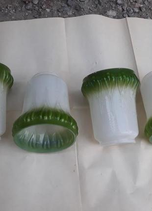 Плафоны для люстры стеклянные ссср белые зелёные ретро стекло