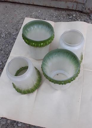 Плафоны для люстры стеклянные ссср белые зелёные ретро стекло