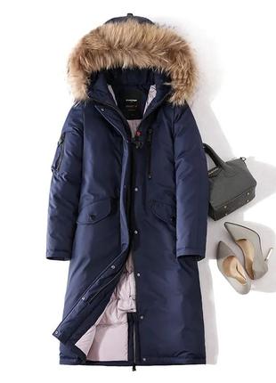 Snowimage зимний пуховик парка пуховое пальто с натуральным мехом энота3 фото