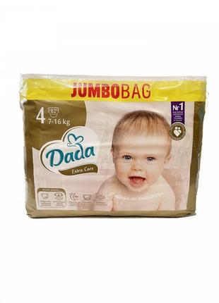 Дитячі одноразові підгузки dada extra care jumbo bag розмір 4 maxi (7-16 кг) 82 шт
