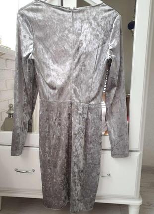 Модний хіт оксамитове плаття! красиве плаття від loverepublic перлинно-срібного кольору9 фото