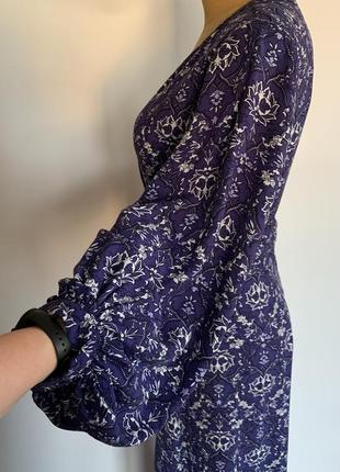 Длинное платье на запах с щипящим рукавом4 фото